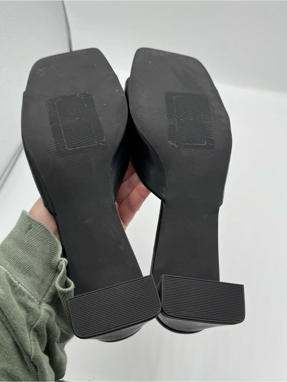 NEW Abound Erica Black Block Heel Square Toe Slide Sandals size 8 90’s vibe